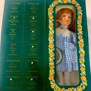 Brinn’s 94 Collectible birthstone Miss August redhead handcrafted porcelain doll